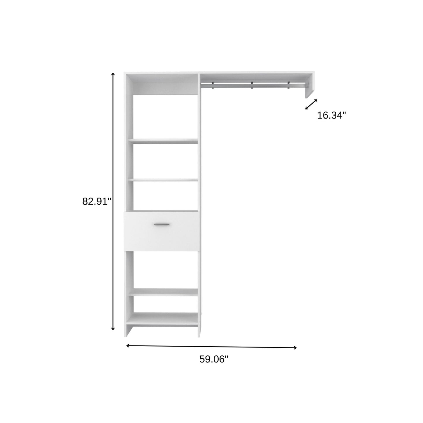 59" White Manufactured Wood Closet System