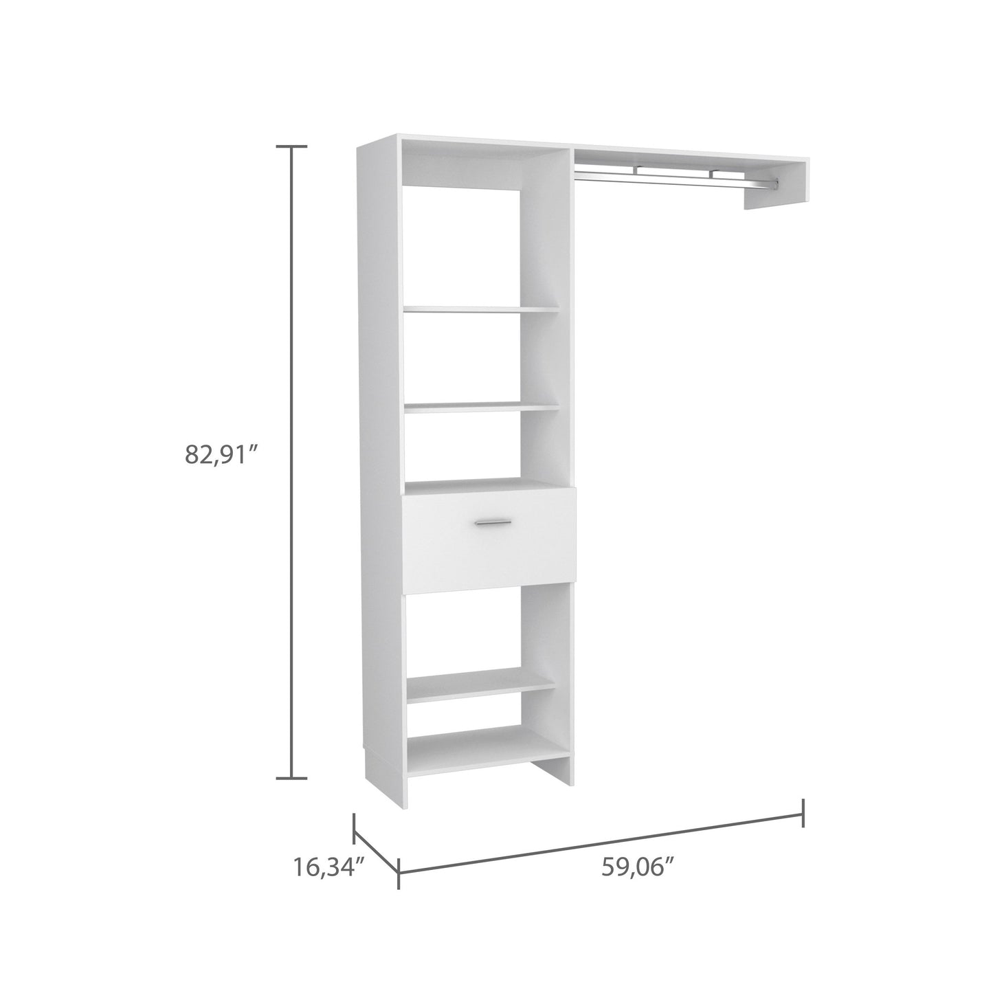 59" White Manufactured Wood Closet System