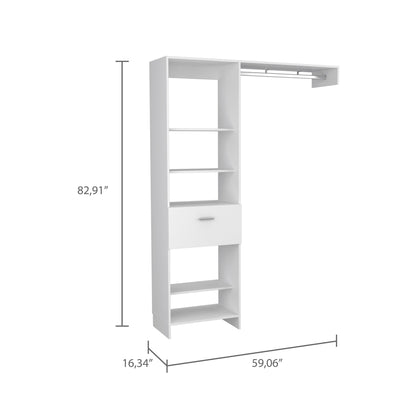 59" White Manufactured Wood Closet System