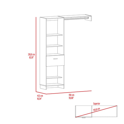 59" White Manufactured Wood Closet System