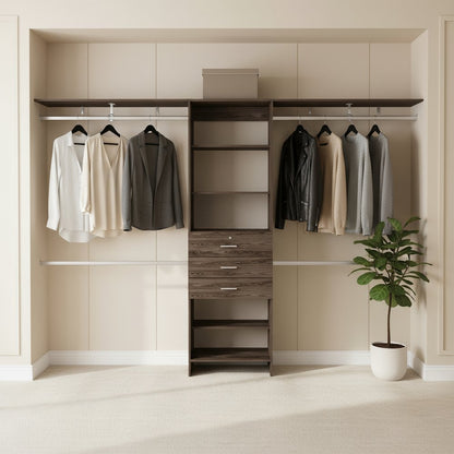 118" Dark Brown Wood Closet System