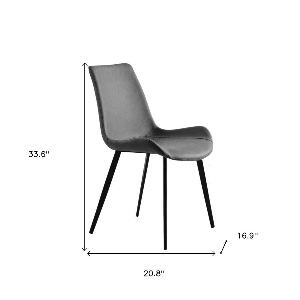 Set of Two Gray and Black Upholstered Faux Leather Dining Side Chairs