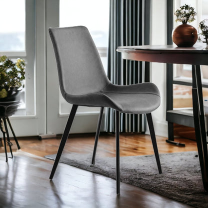 Set of Two Gray and Black Upholstered Faux Leather Dining Side Chairs