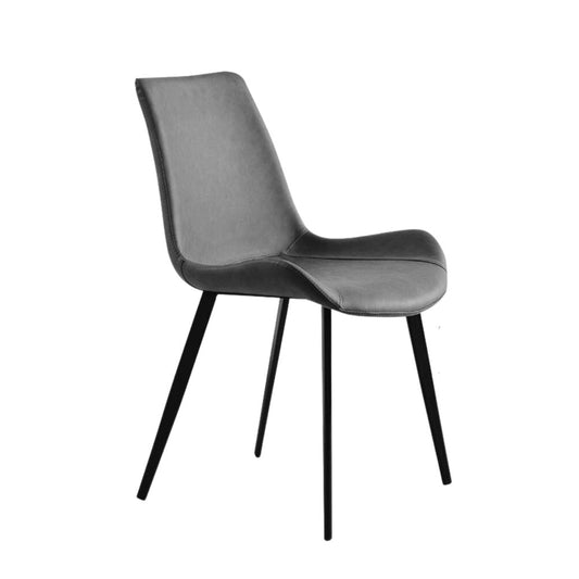 Set of Two Gray and Black Upholstered Faux Leather Dining Side Chairs