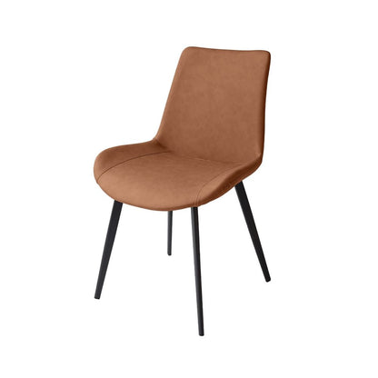Set of Two Brown and Black Upholstered Faux Leather Dining Side Chairs