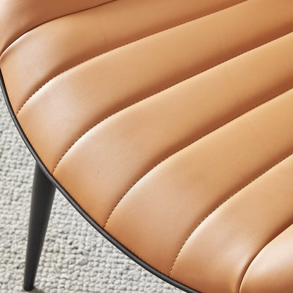 Set of Two Orange and Black Upholstered Fabric Dining Side Chairs