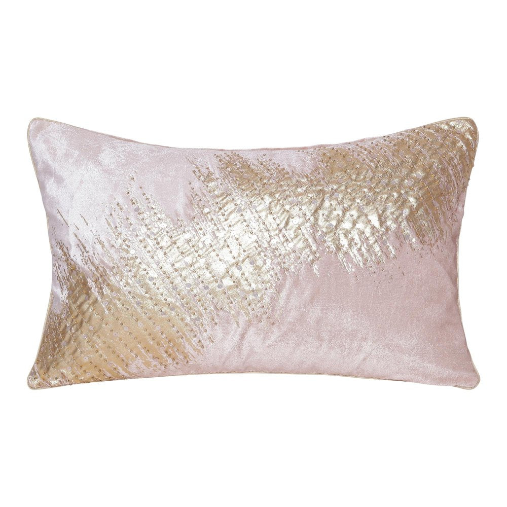 20" Blue Geometric Throw Pillow with Beads