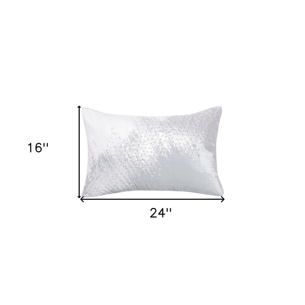 16" X 24" Gold Abstract Polyester Zippered Pillow With Beads