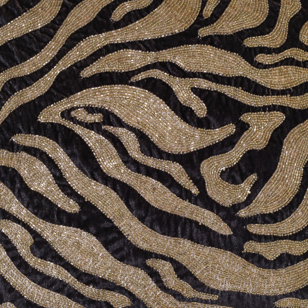 20" X 20" Ivory Safari Animals Abstract Polyester Zippered Pillow With Beads