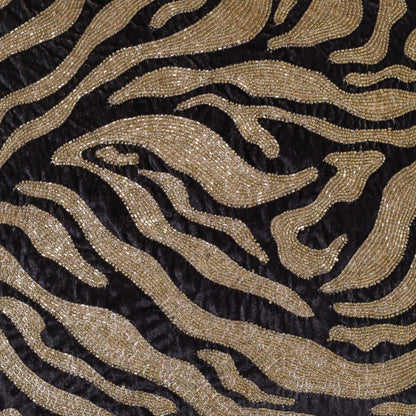 20" X 20" Ivory Safari Animals Abstract Polyester Zippered Pillow With Beads