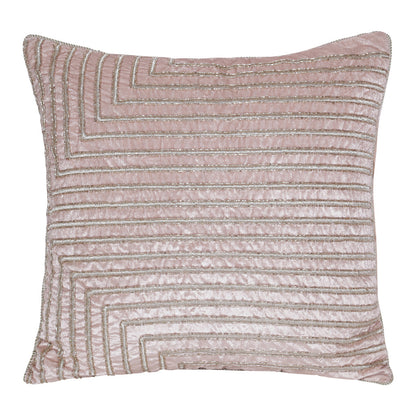 20" X 20" Pink Geometric Polyester Zippered Pillow With Beads