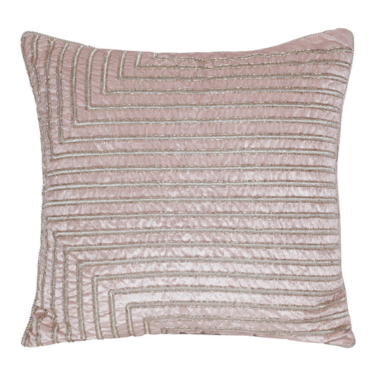 20" X 20" Pink Geometric Polyester Zippered Pillow With Beads