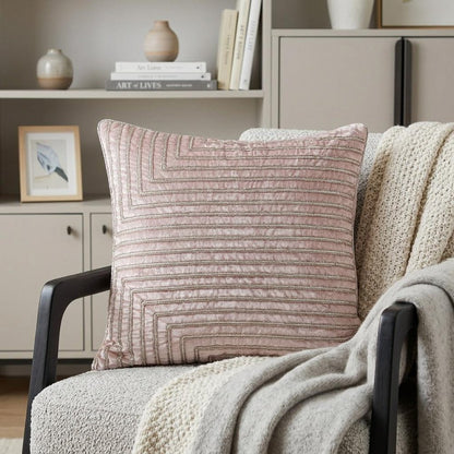 20" Pink Geometric Throw Pillow with Beads