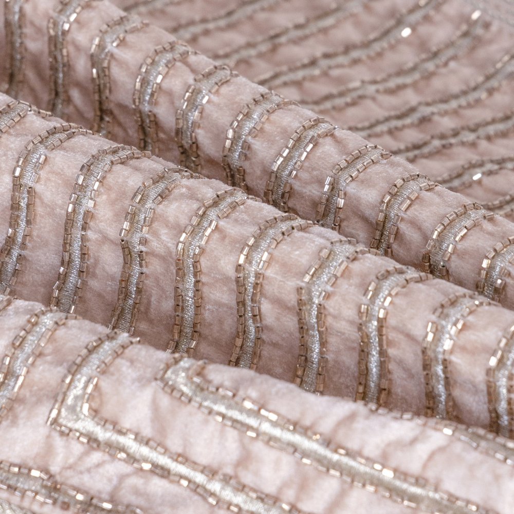 20" X 20" Pink Geometric Polyester Zippered Pillow With Beads