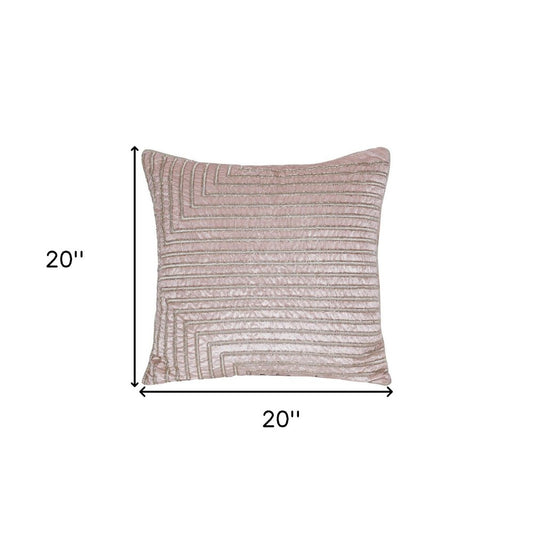 20" Pink Geometric Throw Pillow with Beads