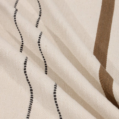 20" Brown And Ivory Striped Cotton Throw Pillow