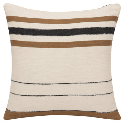 20" X 20" Ivory Striped Cotton Zippered Pillow