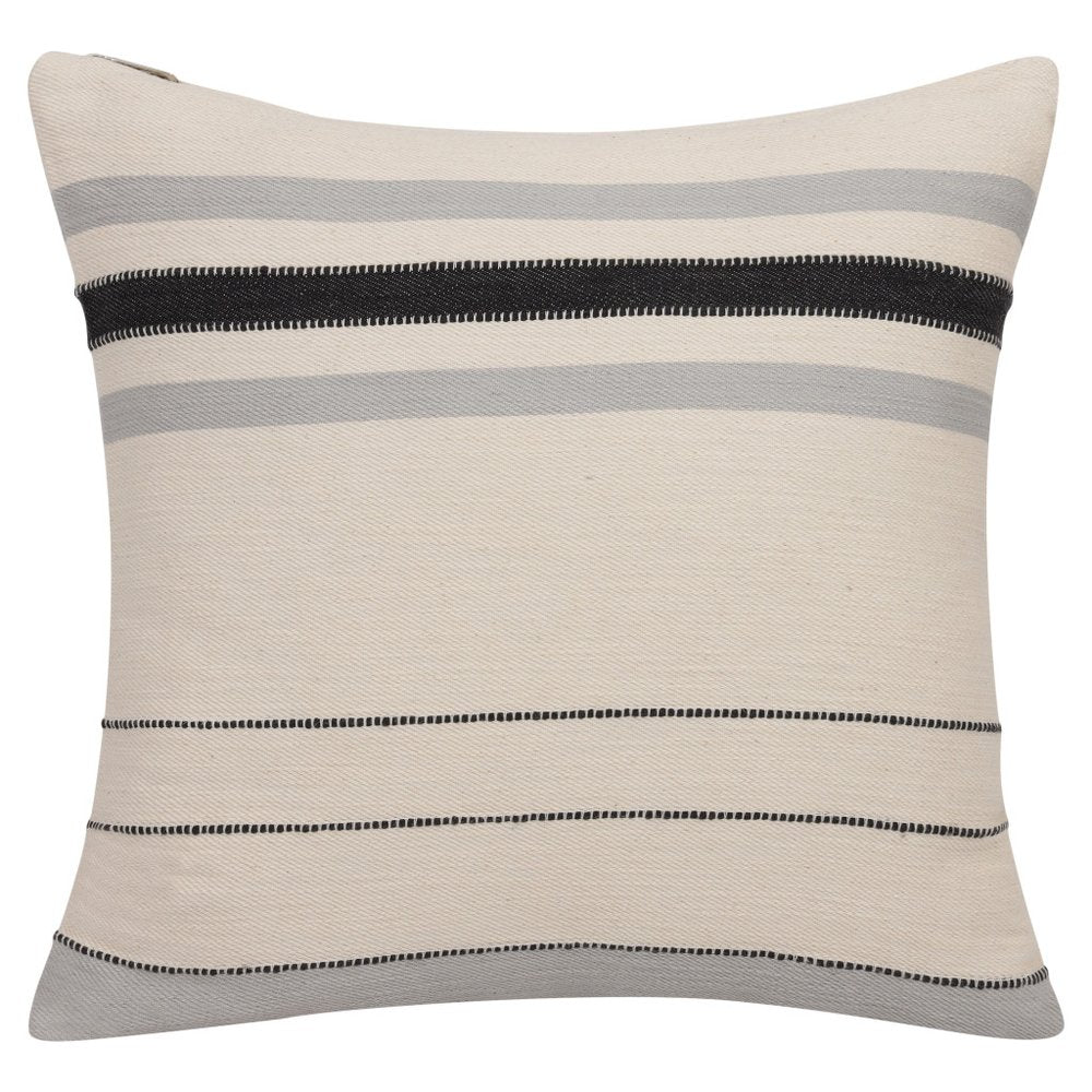 20" Brown And Ivory Striped Cotton Throw Pillow