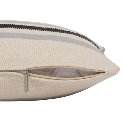 20" Brown And Ivory Striped Cotton Throw Pillow