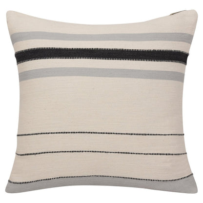20" Brown And Ivory Striped Cotton Throw Pillow