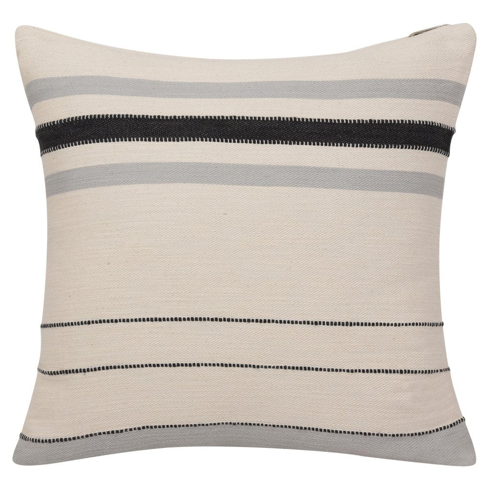 20" Brown And Ivory Striped Cotton Throw Pillow