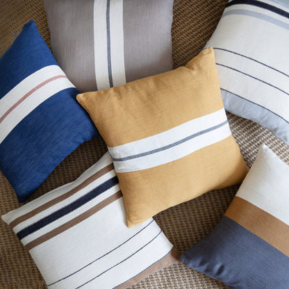 20" Brown And Ivory Striped Cotton Throw Pillow