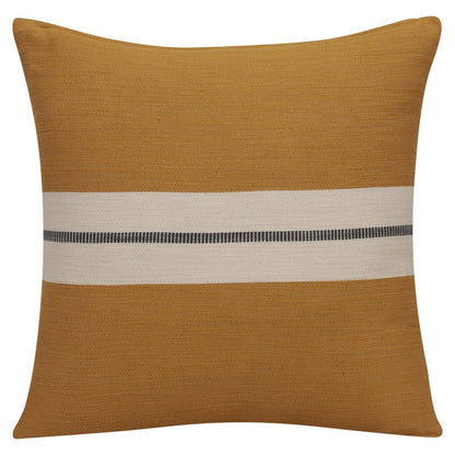 24" Taupe And Dark Gray Cotton Striped Throw Pillow