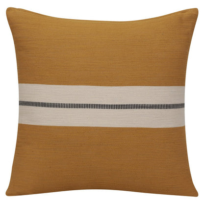 24" Taupe And Dark Gray Cotton Striped Throw Pillow