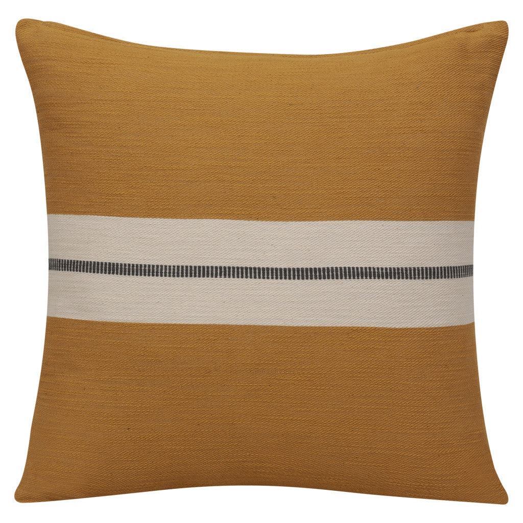 24" X 24" Blue Striped Cotton Zippered Pillow