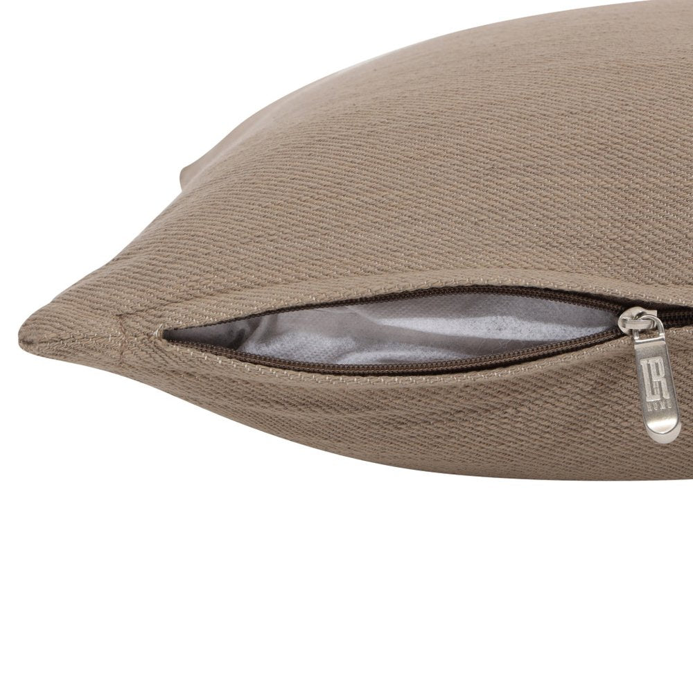 24" Taupe And Dark Gray Cotton Striped Throw Pillow