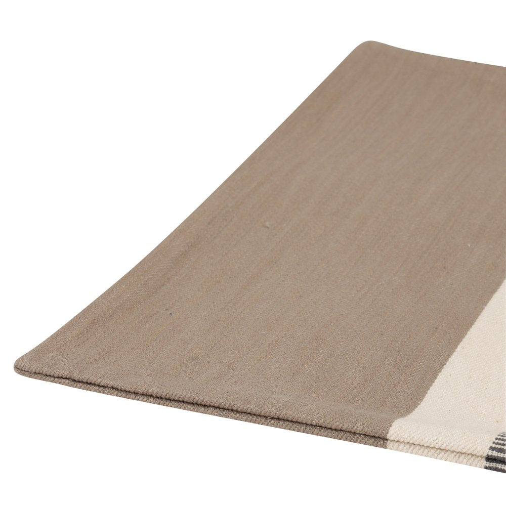 24" Taupe And Dark Gray Cotton Striped Throw Pillow