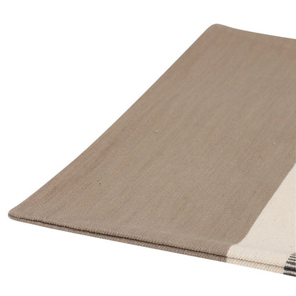 24" Taupe And Dark Gray Cotton Striped Throw Pillow