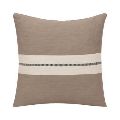 24" Taupe And Dark Gray Cotton Striped Throw Pillow
