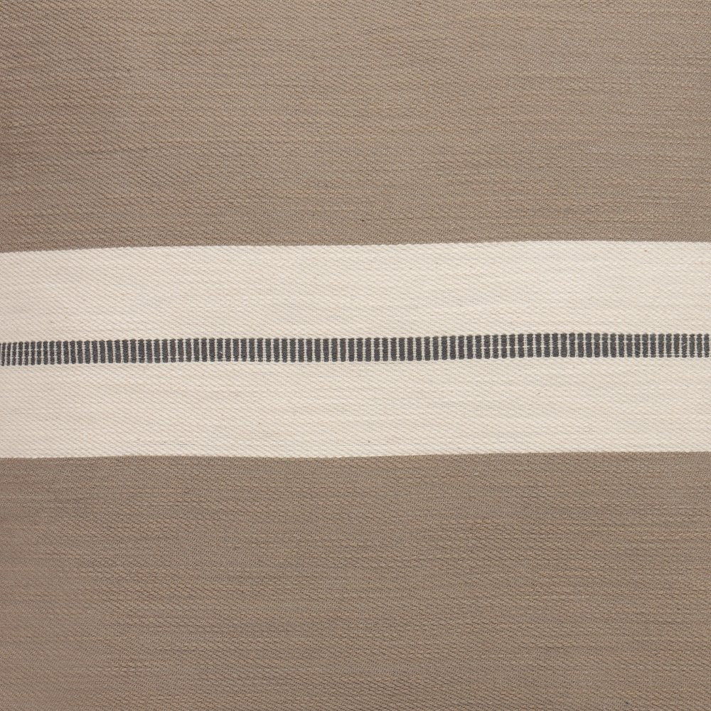 24" Taupe And Dark Gray Cotton Striped Throw Pillow