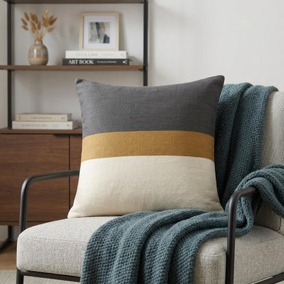 20" Brown Striped Cotton Throw Pillow