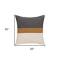 20" Brown Striped Cotton Throw Pillow