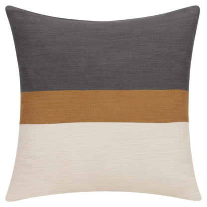 20" X 20" Brown Striped Cotton Zippered Pillow