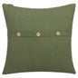 20" Forest Green Cotton Throw Pillow With Buttons