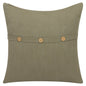 20" Forest Green Cotton Throw Pillow With Buttons