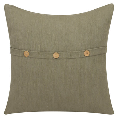 20" Forest Green Cotton Throw Pillow With Buttons