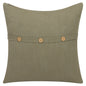 20" Sage Green Cotton Throw Pillow With Buttons