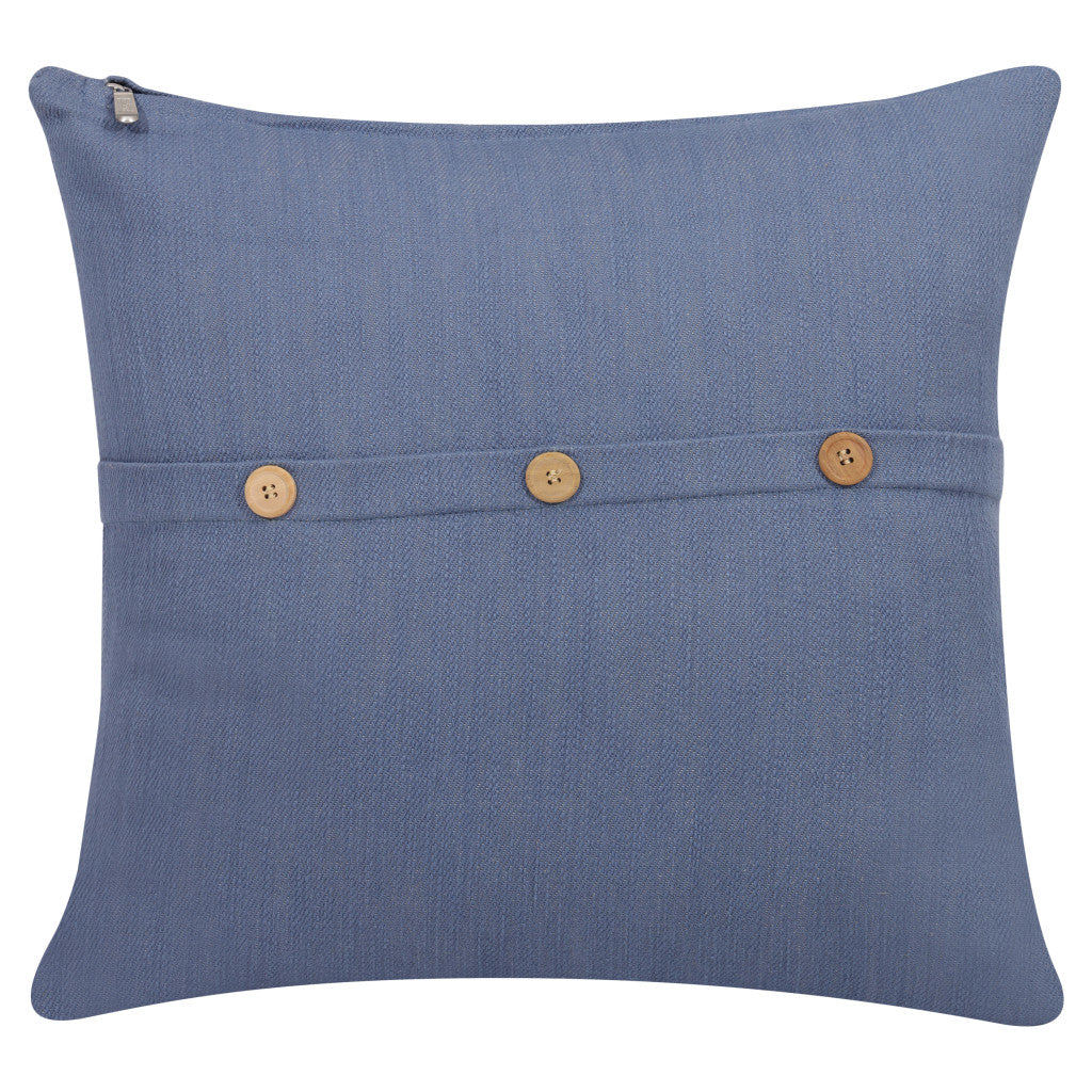 20" Sage Green Cotton Throw Pillow With Buttons