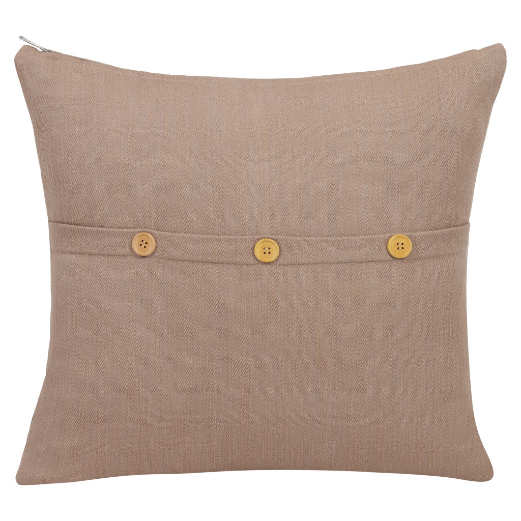 20" Sage Green Cotton Throw Pillow With Buttons