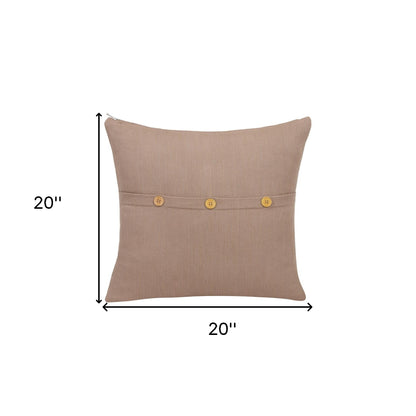 20" Sage Green Cotton Throw Pillow With Buttons