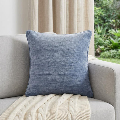 20" X 20" Blue Chenille Zippered Pillow