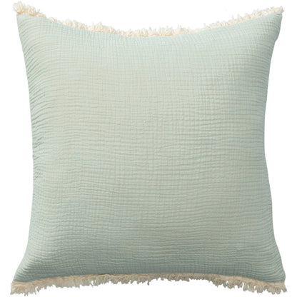 20" X 20" White Cotton Zippered Down Pillow With Fringe