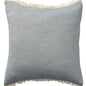 20" X 20" White Cotton Zippered Down Pillow With Fringe