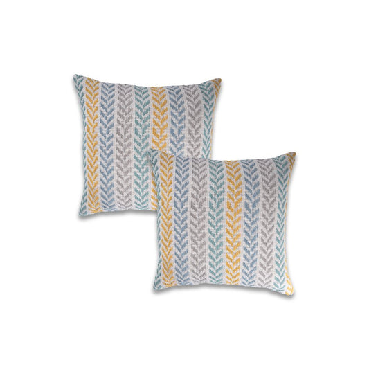 Set of Two 18" X 18" Yellow Beach Chevron Cotton Zippered Pillow