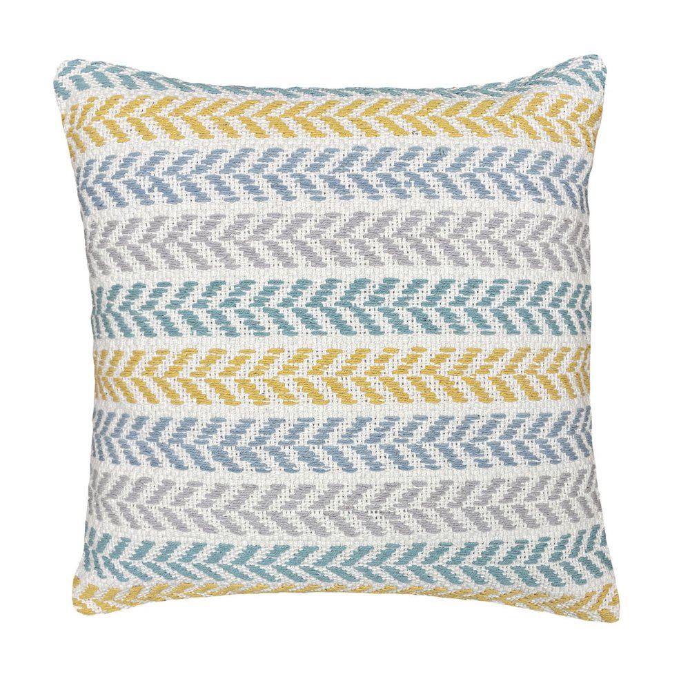 Set of Two 18" X 18" Blue Beach Chevron Cotton Zippered Pillow