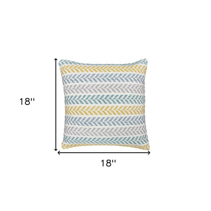 Set of Two 18" X 18" Green Beach Chevron Cotton Zippered Pillow